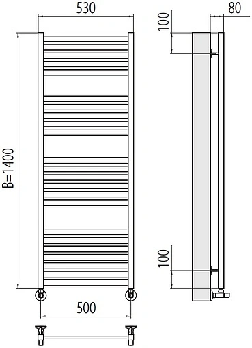 Полотенцесушитель водяной лесенка Terminus Тоскана П23 500х1400 полированная сталь 4670078530899