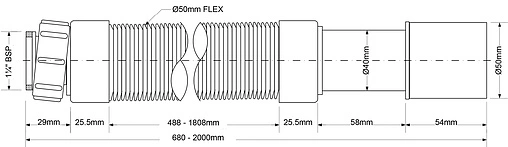Слив гофрированный Mc Alpine 1¼x40/50мм L=680-2000мм MRMF120S