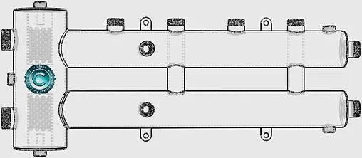 Распределительный коллектор 3 контура с гидрострелкой 1¼&quot;н x 1&quot;н Север-R-М2+1 1945059