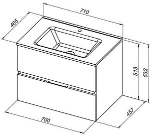 Тумба-умывальник подвесная Aquanet Алвита New 70 дуб веллингтон/белый 00303910+00284027, 2