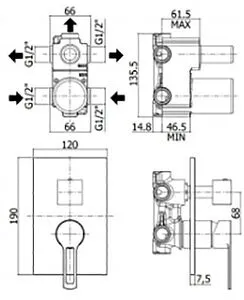 Смеситель для ванны скрытого монтажа Paffoni Rock хром RO018CR/M, 2