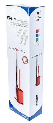 Ёршик для унитаза Fixsen Rainbow красный/хром FX-32-06