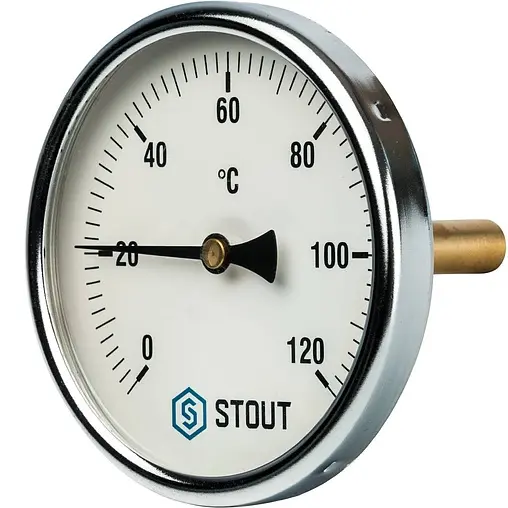 Термометр биметаллический Stout 100мм 120°С гильза 75мм ½&quot; SIM-0001-107515