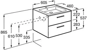 Тумба под умывальник подвесная Roca Victoria 60 белый глянец A857468806, 2