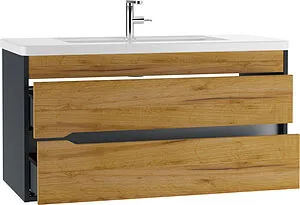 Тумба-умывальник подвесной Домино Karat 100 дуб вотан/антрацит DK3204T+4640021065204, 4