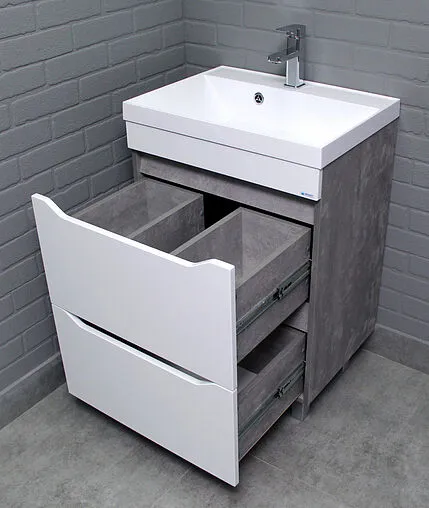 Тумба под умывальник напольный Айсберг Ева 60 белый/бетон DA5915T