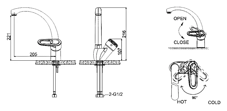 Смеситель для кухни Bravat Loop хром F7124182CP-RUS Смеситель для кухни Bravat Loop хром F7124182CP-RUS, 2