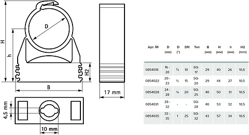 Клипса с защелкой D=16-20мм серый Walraven starQuick 0854018 Клипса с защелкой D=16-20мм серый Walraven starQuick 0854018
