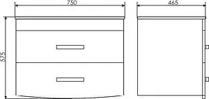 Тумба-умывальник подвесная Comforty Лаура 75-2 белый 00004136348CF Тумба-умывальник подвесная Comforty Лаура 75-2 белый 00004136348CF, 2