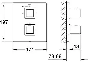 Термостат для 2 потребителей Grohe Grohtherm Cube хром 19958000, 2