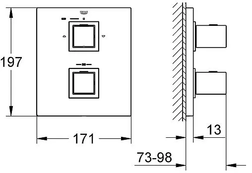 Термостат для 2 потребителей Grohe Grohtherm Cube хром 19958000 Термостат для 2 потребителей Grohe Grohtherm Cube хром 19958000