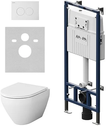 Комплект 6 в 1 Am.Pm Spirit 2.0 FlashClean IS100101.701700 с кнопкой белый глянцевый