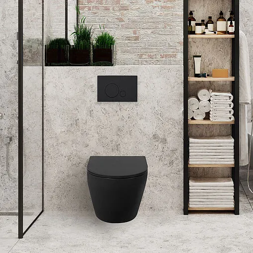 Унитаз подвесной безободковый BelBagno Colorato черный матовый BB062CHR-MB Унитаз подвесной безободковый BelBagno Colorato черный матовый BB062CHR-MB