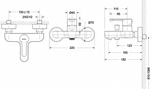 Комплект для ванны 3 в 1 Bravat Eco хром F00313C Комплект для ванны 3 в 1 Bravat Eco хром F00313C, 2