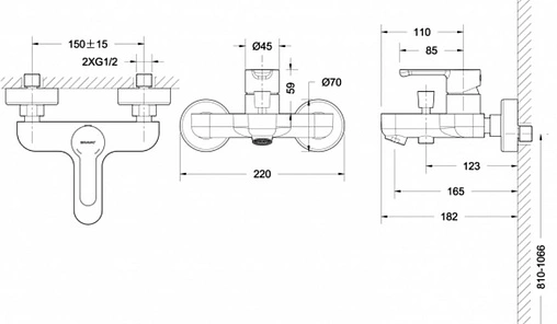 Комплект для ванны 3 в 1 Bravat Eco хром F00313C