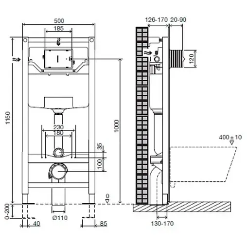 Комплект 5 в 1 Sanit М 603 90.506.00..0000+PLMR.wc.02+PLMR.seat.02/WHT с кнопкой 16.603.01 белый глянцевый