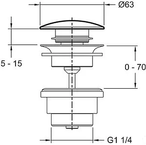 Выпуск автоматический для раковины Jacob Delafon чёрный матовый E30536-BL Выпуск автоматический для раковины Jacob Delafon чёрный матовый E30536-BL, 2