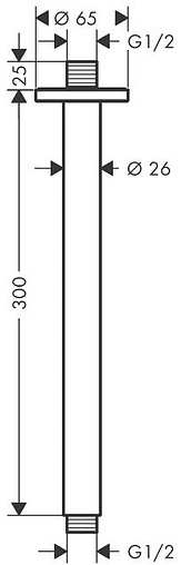 Держатель верхнего душа на потолок Hansgrohe Vernis Blend 300 чёрный матовый 27805670