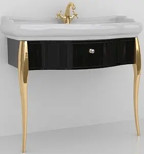 Консоль с умывальником напольная Kerasan Retro 100 чёрный/золото 7363K4+, 1