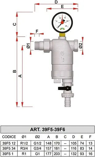 Фильтр тонкой очистки воды ½&quot;н x ½&quot;в Far FA 39F5 12