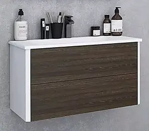 Тумба-умывальник подвесная Aquaton Брук 100 (2 ящика) дуб феррара/белый, 3