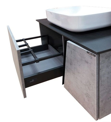 Тумба-умывальник подвесная Comforty Эдинбург 90 бетон светлый/чёрный 00004147997CF