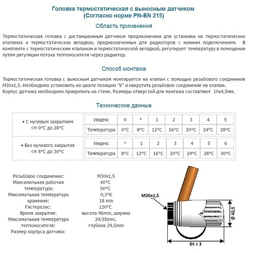 Головка термостатическая M30x1.5 Schlosser Brillant белый 600200002