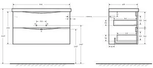 Тумба-умывальник подвесная BelBagno MARINO-CER 90 Rovere Grigio MARINO-CER-900-2C-SO-RG-P+BB-0323-90-LVB, 2