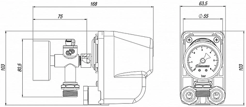 Реле давления с манометром для установки на проточный бак Джилекс КАБ ¼&quot;н / ½&quot;н 9039