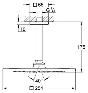 Лейка верхнего душа с потолочным креплением Grohe Rainshower F-Series хром 26061000, 2
