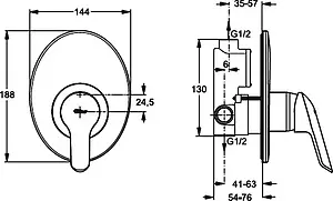 Смеситель для душа скрытого монтажа Vidima Seva II хром A6191AA Смеситель для душа скрытого монтажа Vidima Seva II хром A6191AA, 3