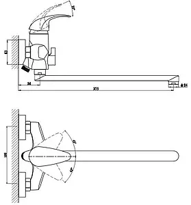 Смеситель для ванны с длинным изливом Gross Aqua Elegance хром 7518500C-35F Смеситель для ванны с длинным изливом Gross Aqua Elegance хром 7518500C-35F, 2