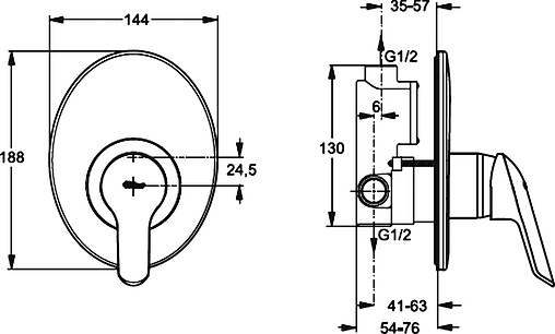 Смеситель для душа скрытого монтажа Vidima Seva II хром A6191AA