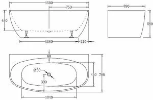Ванна акриловая BelBagno 170x80 без перелива BB83-1700-W0 Ванна акриловая BelBagno 170x80 без перелива BB83-1700-W0, 2
