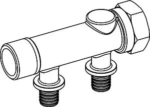 Коллектор распределительный проходной 2 отвода ¾"в/н x 16мм TECEflex 712007 Коллектор распределительный проходной 2 отвода ¾"в/н x 16мм TECEflex 712007, 2