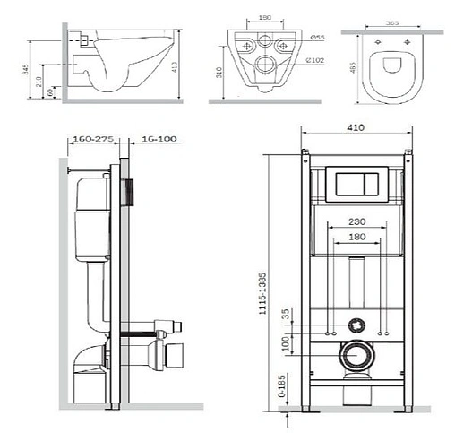 Комплект 6 в 1 Am.Pm Spirit IS301.701738 с кнопкой белый глянцевый