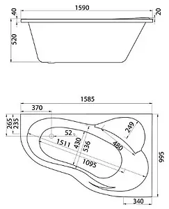 Ванна акриловая Santek Ибица XL 160x100 R 1WH112037 Ванна акриловая Santek Ибица XL 160x100 R 1WH112037, 2