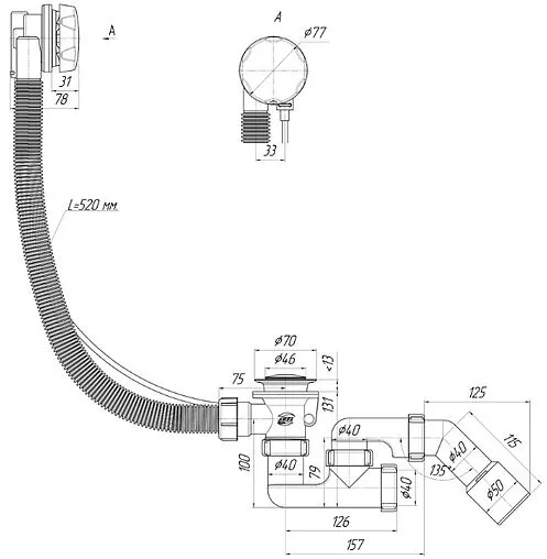 Слив-перелив для ванны Ани Пласт хром EM321 Слив-перелив для ванны Ани Пласт хром EM321
