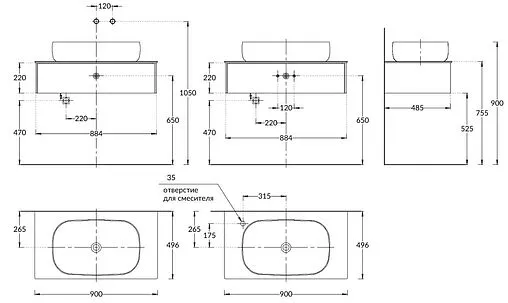 Тумба-умывальник подвесная Kerama Marazzi Magica 90 утренний серый матовый MA.90.1\MGR.M+MA.wb.65+