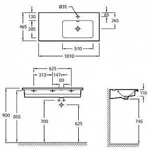Раковина Jacob Delafon Vox 100 R белый EXAD112-Z-00 Раковина Jacob Delafon Vox 100 R белый EXAD112-Z-00, 3