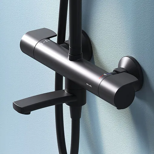 Душевая система с термостатом для ванны Am.Pm X-Joy чёрный матовый F0785A522 Душевая система с термостатом для ванны Am.Pm X-Joy чёрный матовый F0785A522