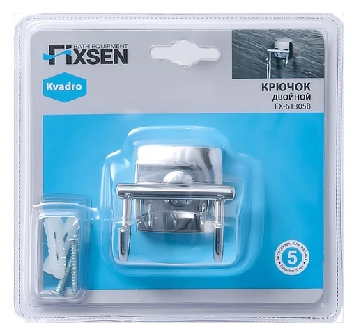 Крючок двойной Fixsen Kvadro хром FX-61305B