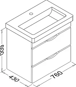 Тумба-умывальник подвесная ISVEA Neo 80 серый 21NGS329080E Тумба-умывальник подвесная ISVEA Neo 80 серый 21NGS329080E, 2
