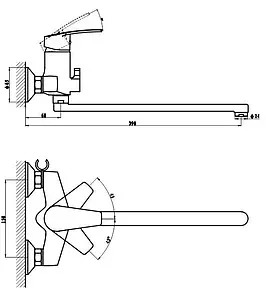 Смеситель для ванны с длинным изливом Gross Aqua Nord хром 7517514C-35L(F) Смеситель для ванны с длинным изливом Gross Aqua Nord хром 7517514C-35L(F), 2