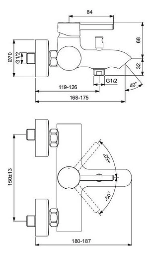 Смеситель для ванны Ideal Standard Ceraline хром BC199AA