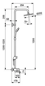 Душевая система со смесителем для ванны Vidima Balance хром BA270AA Душевая система со смесителем для ванны Vidima Balance хром BA270AA, 2