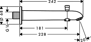 Излив для скрытого монтажа с переключателем Hansgrohe хром 13424000 Излив для скрытого монтажа с переключателем Hansgrohe хром 13424000, 2