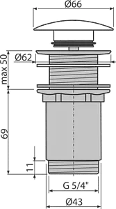 Выпуск автоматический для раковины без перелива AlcaPlast белый A395B Выпуск автоматический для раковины без перелива AlcaPlast белый A395B, 2