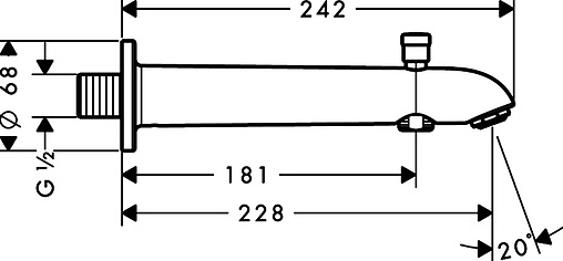 Излив для скрытого монтажа с переключателем Hansgrohe хром 13424000