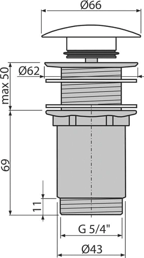 Выпуск автоматический для раковины без перелива AlcaPlast белый A395B